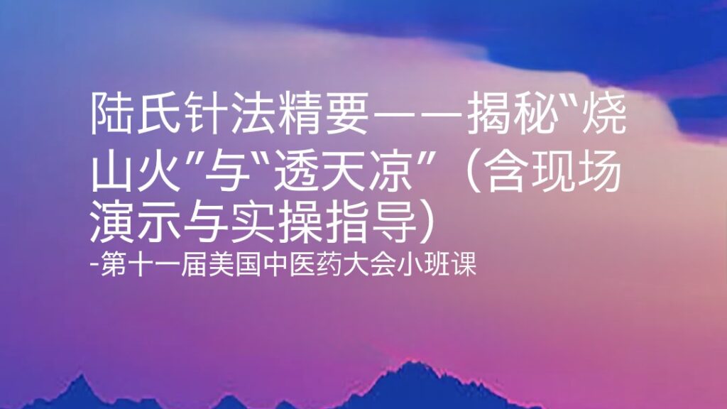 陆氏针法精要——揭秘“烧山火”与“透天凉”（含现场演示与实操指导）
