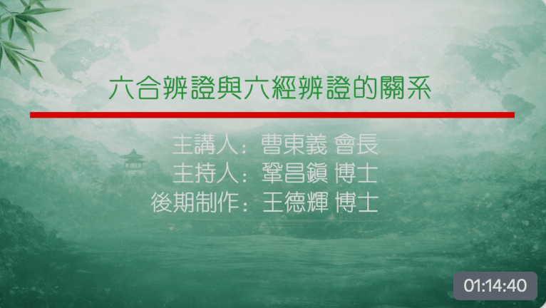 六合辨证与六经辨证的关系主讲曹东义主持巩昌镇制作王德辉